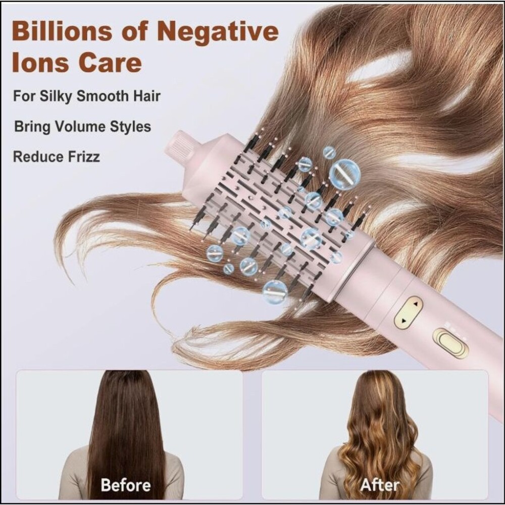 NIB -3 in 1 Rotating Hair Dryer Brush Spinning with Detachable Brush (2" & 1.5") - Picture 5 of 15